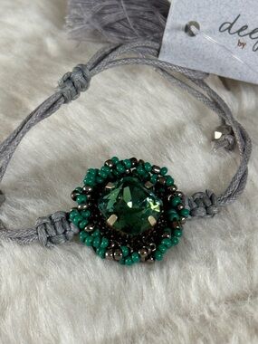Deepa Gurnani Green Crystal Beaded Adjustable Bracelet